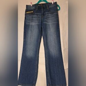 Realtree Dark Blue Bootcut Distressed Women's Jeans‎ with Camo Pocket Detail